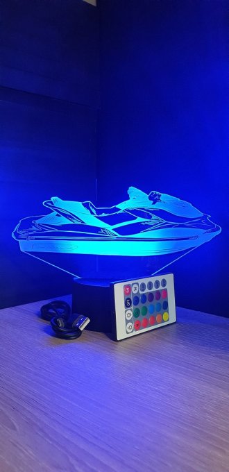 Lampe led 3D Jet-Ski, veilleuse, chevet, cadeau, déco, illusion, sport