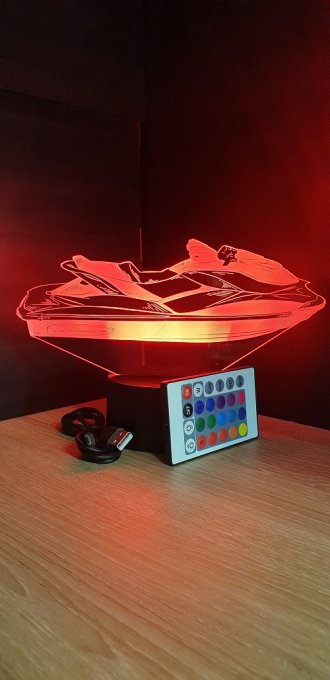 Lampe led 3D Jet-Ski, veilleuse, chevet, cadeau, déco, illusion, sport