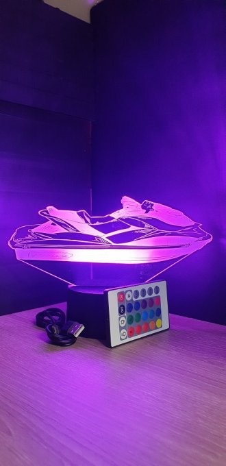 Lampe led 3D Jet-Ski, veilleuse, chevet, cadeau, déco, illusion, sport