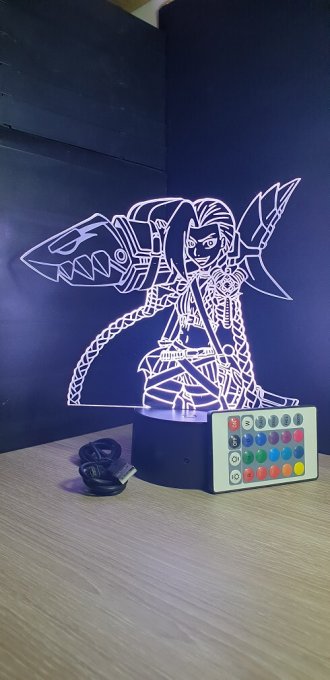 Lampe led 3D Jinx LOL, console, jeux vidéo, veilleuse, cadeau original, personnalisable, illusion
