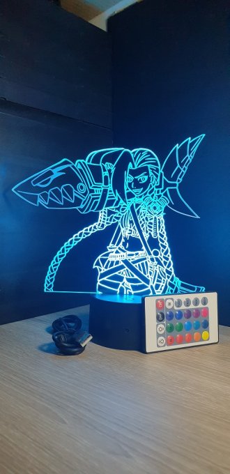Lampe led 3D Jinx LOL, console, jeux vidéo, veilleuse, cadeau original, personnalisable, illusion