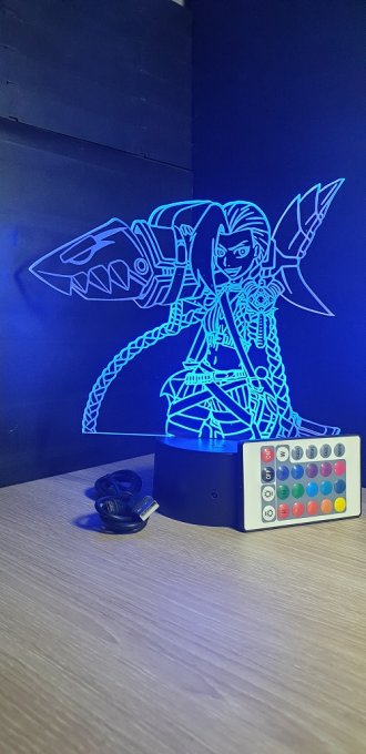 Lampe led 3D Jinx LOL, console, jeux vidéo, cadeau, personnalisable