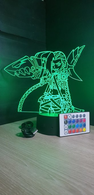 Lampe led 3D Jinx LOL, console, jeux vidéo, veilleuse, cadeau original, personnalisable, illusion