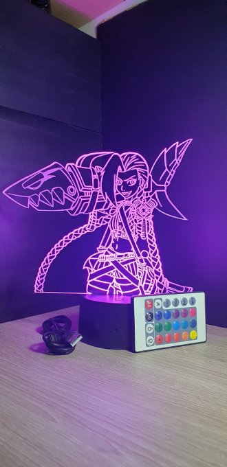 Lampe led 3D Jinx LOL, console, jeux vidéo, veilleuse, cadeau original, personnalisable, illusion