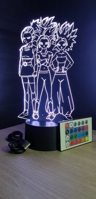 Lampe led 3d Kefla Cale Caulifla, manga, veilleuse, dessin animé, déco, illusion, chevet, éclairage