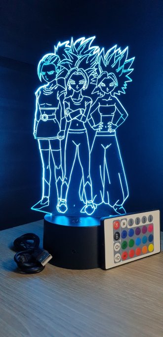 Lampe led 3d Kefla Cale Caulifla, manga, veilleuse, dessin animé, déco, illusion, chevet, éclairage