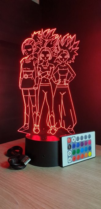 Lampe led 3d Kefla Cale Caulifla, manga, veilleuse, dessin animé, déco, illusion, chevet, éclairage