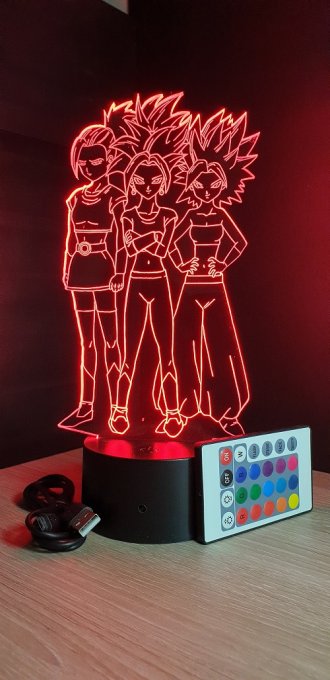 Lampe led 3d Kefla Cale Caulifla, manga, veilleuse, dessin animé, déco