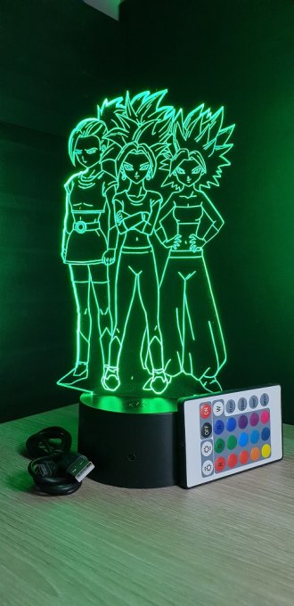 Lampe led 3d Kefla Cale Caulifla, manga, veilleuse, dessin animé, déco