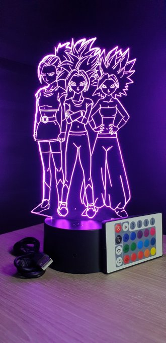 Lampe led 3d Kefla Cale Caulifla, manga, veilleuse, dessin animé, déco, illusion, chevet, éclairage