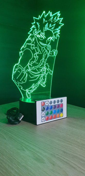 Lampe led 3D Eijiro Kirishima, My Hero Academia, manga, chevet, déco