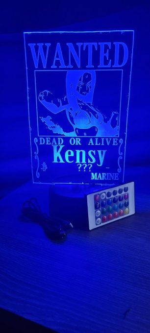 Lampe led 3D kensy Wanted, manga, veilleuse, idée cadeau, dessin animé, déco, chevet