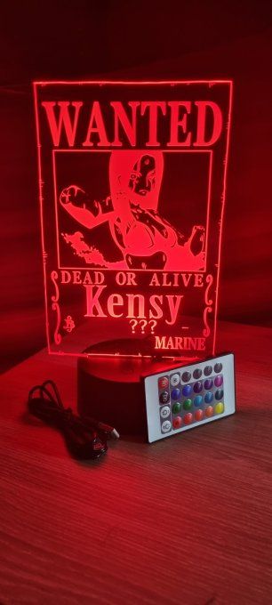 Lampe led 3D kensy Wanted, manga, veilleuse, idée cadeau, dessin animé, déco, chevet