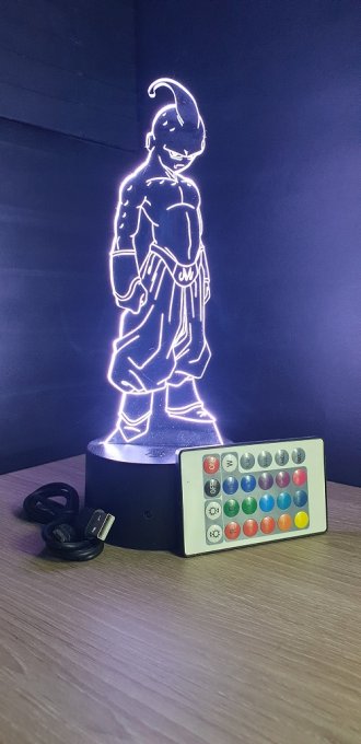 Lampe led 3d Kid Buu, manga, veilleuse, dessin animé, déco, illusion, chevet, éclairage, néon