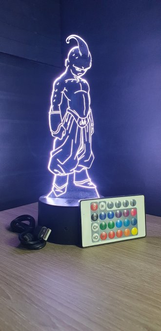 Lampe led 3d Kid Buu, manga, veilleuse, dessin animé, déco, néon