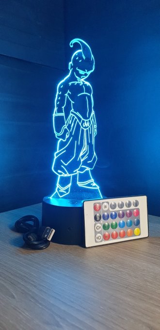 Lampe led 3d Kid Buu, manga, veilleuse, dessin animé, déco, illusion, chevet, éclairage, néon