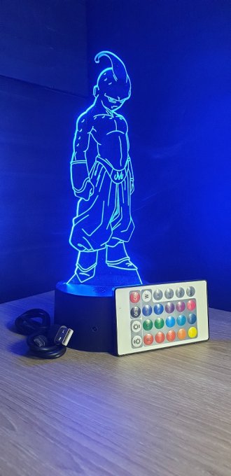 Lampe led 3d Kid Buu, manga, veilleuse, dessin animé, déco, illusion, chevet, éclairage, néon
