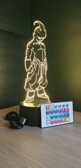 Lampe led 3d Kid Buu, manga, veilleuse, dessin animé, déco, illusion, chevet, éclairage, néon