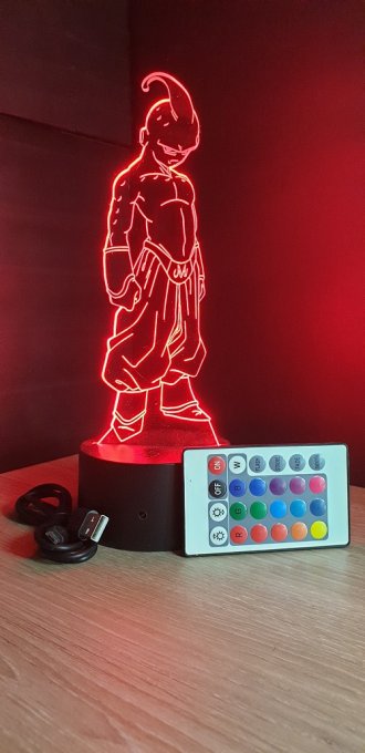 Lampe led 3d Kid Buu, manga, veilleuse, dessin animé, déco, illusion, chevet, éclairage, néon