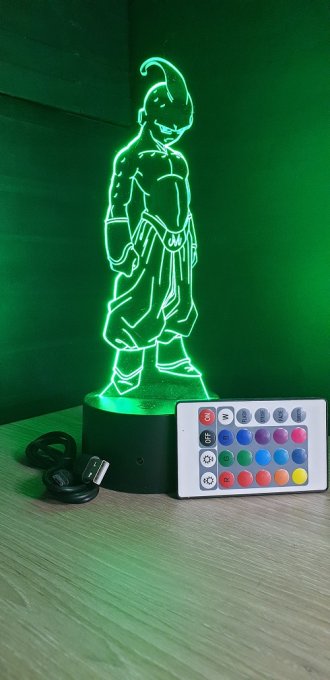 Lampe led 3d Kid Buu, manga, veilleuse, dessin animé, déco, illusion, chevet, éclairage, néon