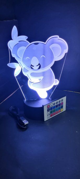 Lampe led 3D Koala, veilleuse, éclairage, illusion, déco, cadeau