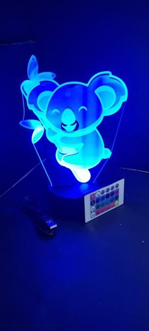 Lampe led 3D Koala, veilleuse, éclairage, illusion, déco, cadeau