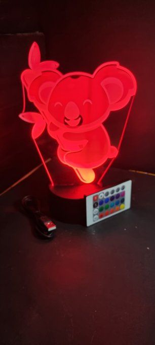 Lampe led 3D Koala, veilleuse, éclairage, illusion, déco, cadeau