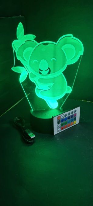 Lampe led 3D Koala, veilleuse, éclairage, illusion, déco, cadeau