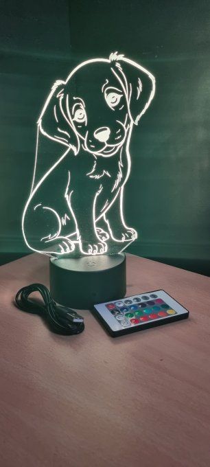 Lampe led 3D chiot labrador, chien, veilleuse, luminaire, chevet