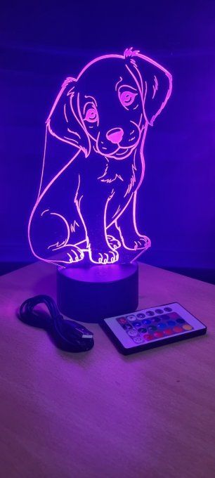 Lampe led 3D chiot labrador, chien, veilleuse, luminaire, chevet