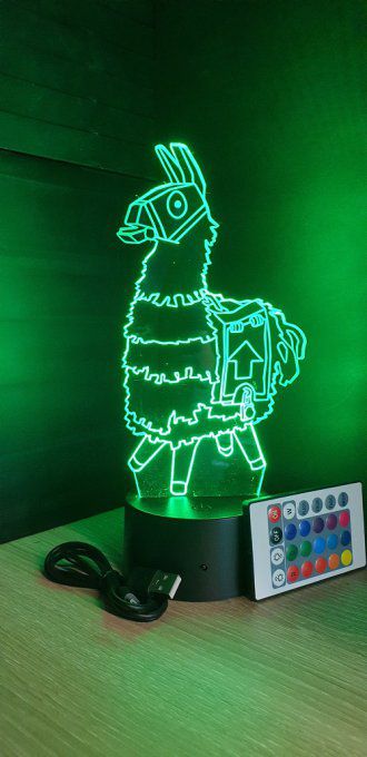 Lampe led 3D Lama, veilleuse, idée cadeau, jeux video, geek, déco, illusion, chevet, éclairage
