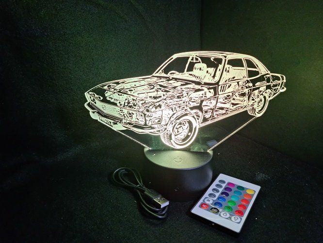 Lampe led 3D Opel Manta, retro, voiture, veilleuse, chevet, cadeau, déco, illusion