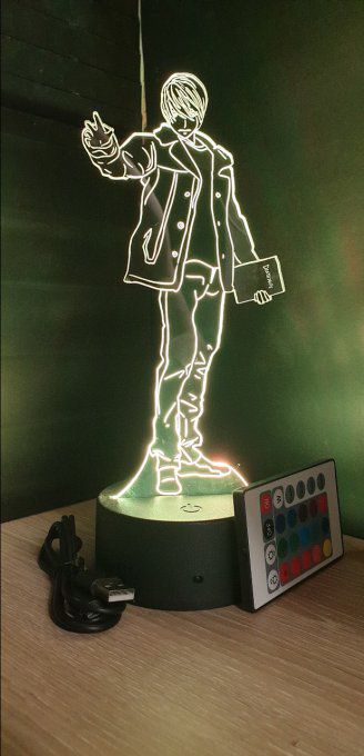 Lampe led 3D Light, Death Note, veilleuse, idée cadeau, manga, animés, scan, déco, illusion, chevet