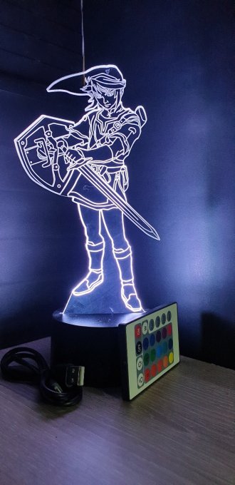 Lampe led 3D Link bouclier épée, Zelda, console, jeux vidéo, veilleuse, illusion, personnalisable