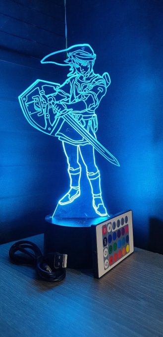 Lampe led 3D Link bouclier épée, Zelda, console, jeux vidéo, veilleuse