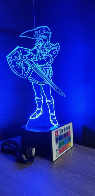 Lampe led 3D Link bouclier épée, Zelda, console, jeu vidéo, veilleuse, illusion, personnalisable