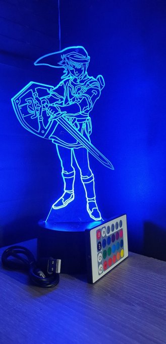 Lampe led 3D Link bouclier épée, Zelda, console, jeux vidéo, veilleuse, illusion, personnalisable