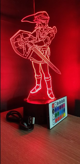 Lampe led 3D Link bouclier épée, Zelda, console, jeux vidéo, veilleuse