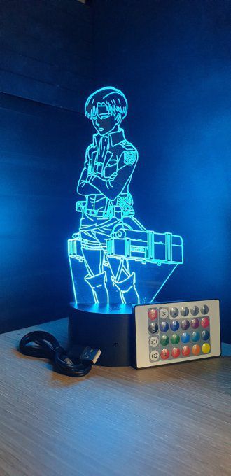 Lampe led 3D Livai, Attaque des Titans, manga, veilleuse, animé, SNK