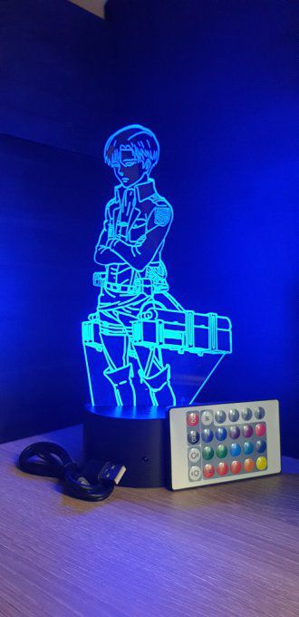 Lampe led 3D Livai, Attaque des Titans, manga, veilleuse, animé, SNK