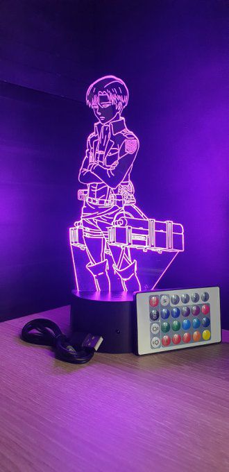 Lampe led 3D Livai, Attaque des Titans, manga, veilleuse, animé, SNK