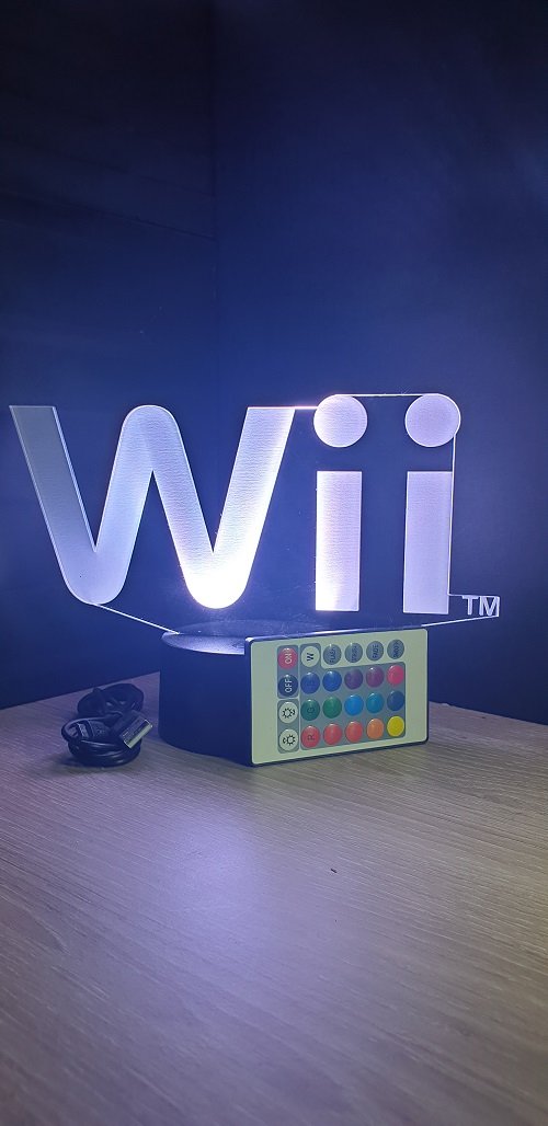 Lampe led 3D Wii, veilleuse, chevet, jeux video, geek, déco