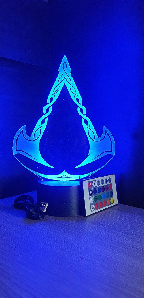 3D Led Veilleuse Assassins Creed Jeu Logo Veilleuse Cadeau Pour Enfants Chambre Décor Changement De Couleur Salle DÉtude Lampe3D Led Illusion Lumière Intérieur 