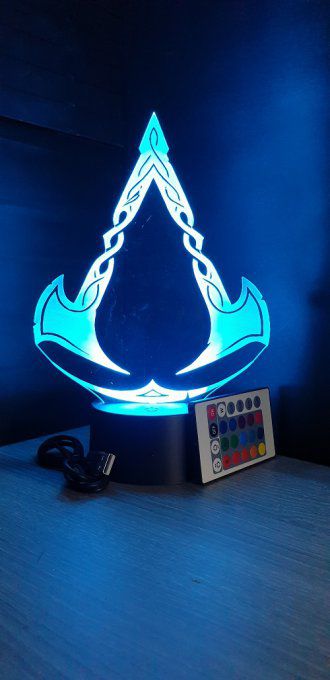 Lampe led 3D Logo Valhalla, veilleuse jeux vidéo, geek, déco, illusion