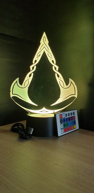 Lampe led 3D Logo Valhalla, veilleuse jeux vidéo, geek, déco, illusion