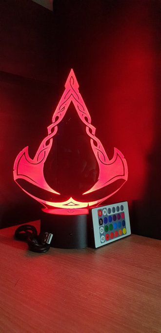 Lampe led 3D Logo Valhalla, veilleuse jeux vidéo, geek, déco, illusion