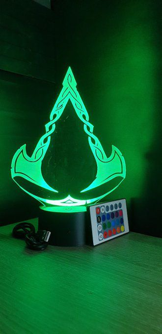 Lampe led 3D Logo Valhalla, veilleuse jeux vidéo, geek, déco, illusion