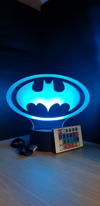 Lampe led 3D Logo Batman, DC Comics, veilleuse, idée cadeau, dessin animé , déco, illusion, chevet