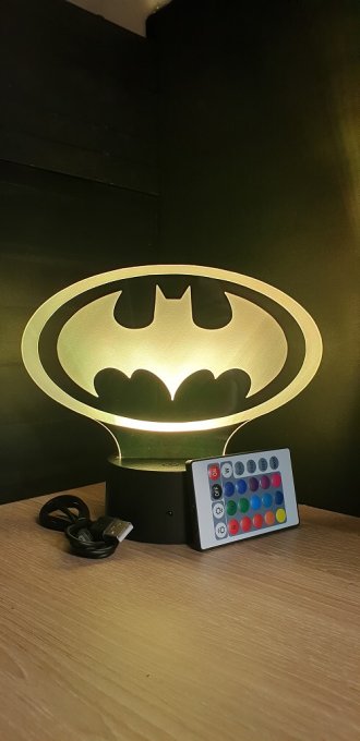 Lampe led 3D Logo Batman, DC Comics, veilleuse, idée cadeau, dessin animé , déco, illusion, chevet