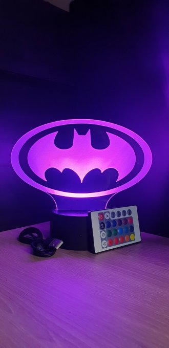 Lampe led 3D Logo Batman, DC Comics, veilleuse, déco, illusion, chevet